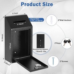 Compact Metal Cash Drop Box with Lock & Slot for Safe Donations – 10.24×5.7&Prime;