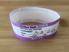 Lot Of About 45 Purple $2,000 Straps Currency Bands For cash money bank bill