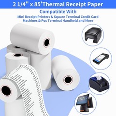 50 Rolls 2 1/4 x 85&prime; Thermal Paper Credit Card & Cash Register POS Receipt Paper