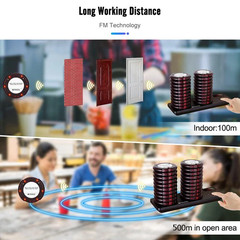 TD163 Restaurant Pagers 20 Coasters Buzzer Paging System Wireless for Restaurant