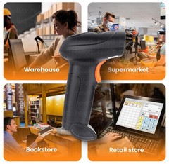 HT20 Wireless 2.4GHz 2D 1D Barcode Scanner Wired Rechargeable ABS Black USB