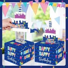 Money Box Birthday with Pull Out Happy Birthday Card and 50Pcs Transparent Bags