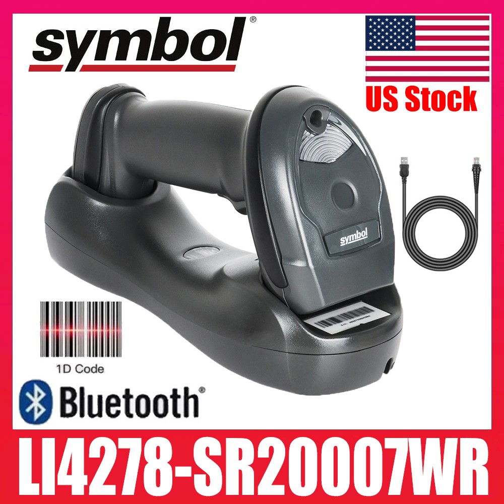 Symbol LI4278-SR20007WR Bluetooth Wireless 1D Barcode Scanner w/ Cable & Cradle