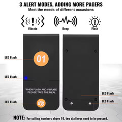 Restaurant Wireless Pager System 10 Beepers Guest Queuing Calling Touch Control