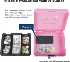 Large Cash Box with Combination Lock,Safe Metal Money Box with Money Tray for Se