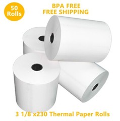 3 1/8&Prime; x 230&rsquo;THERMAL PAPER POS RECEIPT PRINTER ROLL PAPER BPA FREE 50 ROLLS