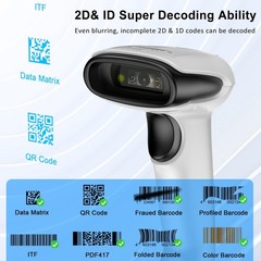 Symcode Bluetooth 2D Scanner 3-in-1 Wireless & USB Wired & Bluetooth Reader
