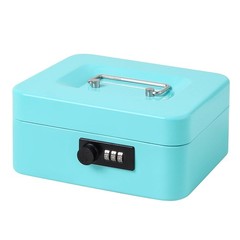 Light Blue Medium Durable Metal Cash Box with Combination Lock Secure Money Box