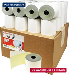(32 Rolls) 2 Ply Carbonless Rolls 3&Prime; X 95 Feet White/Yellow Receipt Paper POS Ca
