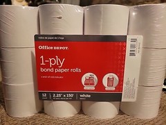 New 12 rolls Office Depot 1-Ply Bond Paper Rolls White 2.25&Prime; x 150&prime; Receipt