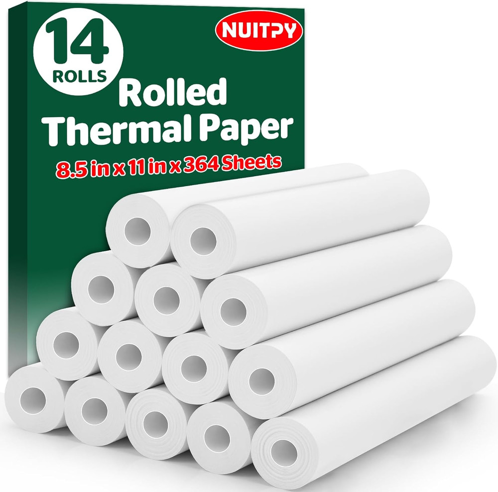14 Rolls Thermal Printer Paper, 8.5In X 11In US Letter Size, Bpa-Free Quick-Dry