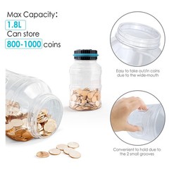 Large Piggy Bank for Boys Adults, Vcertcpl Digital Coin Counting Bank with LCD C