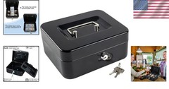 Multi-Functional Cash Box with Key Lock – Organize Cash and Valuables – 7.87&Prime;