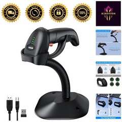 Bluetooth Wireless Barcode Scanner with Auto-Sensing Stand – Effortless Scanning