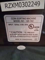 Royal Sovereign QS-1AC Electric 1 Row Coin Sorter Tested