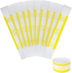 Self-Adhesive Currency Straps – Yellow Bill Wrappers, 7.5 x 1.15 Inches, 100pcs