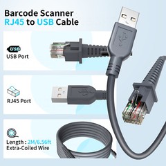 2M Barcode Scanner USB Cable For Datalogic QD2131 GD4500 GD4590 GD4590-HD GD4132