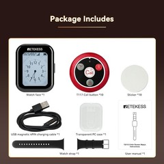 Restaurant Wireless Pager Calling System Waiter Watch & 10 Call Buttons Cafe Bar