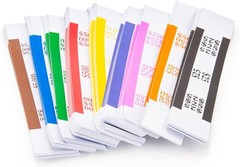 Assorted Bill Wrappers – 720 Self-Sealing Currency Straps in 9 Vibrant Colors