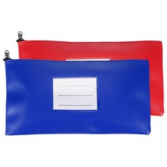 11×6 Inch Money Bags with Zipper, 2Pcs PU Leather Cash Pouch, Red/Blue