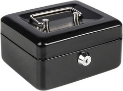 Cash Box with Money Tray, Small Money Box with Key Lock, 6&Prime; x 4 4/5&Prime; x 3&Prime;, Black