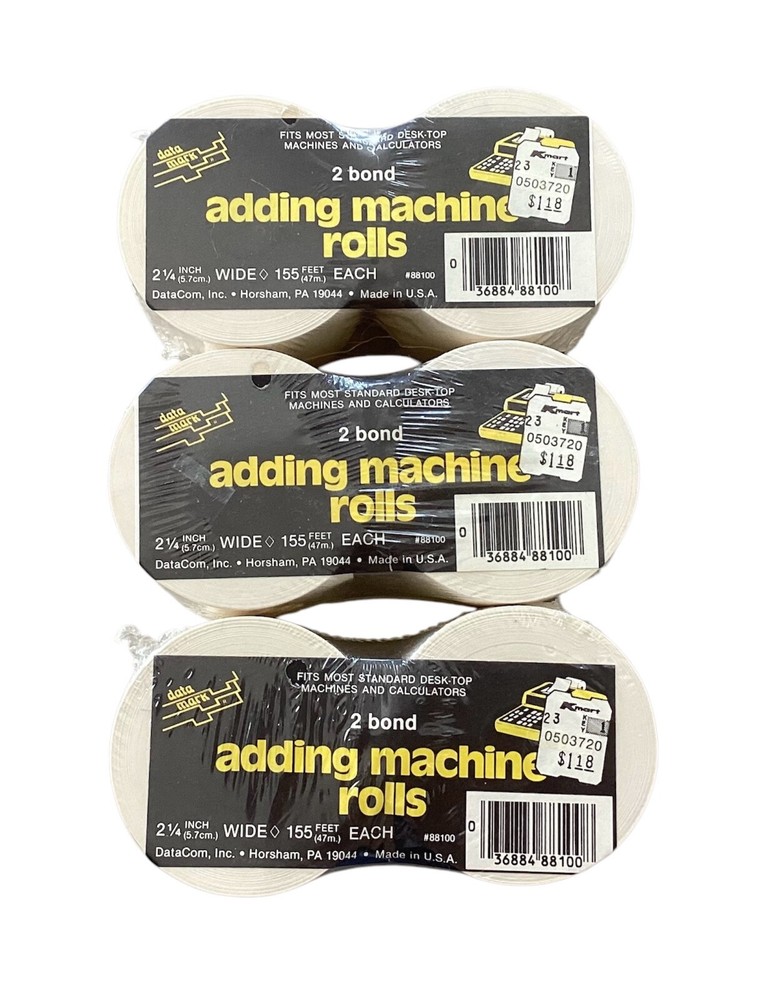 Data Mark Adding Machine Rolls 2 1/4 wide 155 ft Each Fits Most Standard 3 – 2PK