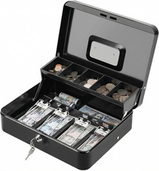 Locking Cash Box with Lock, Money Box with Cash Tray, Lock Safe Box with Key, Mo
