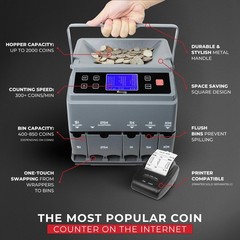 Cassida C300 Professional USD Coin Counter, Sorter and Portable, Gray