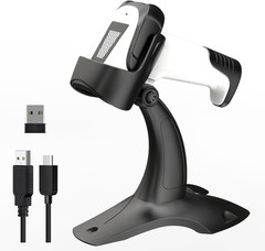 Laser Wireless Handheld Barcode Reader with Stand Bluetooth & 2.4Ghz and USB Wir