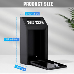 Locking Cash Box with Slot, Metal Money Donation Box with Lock and 4 Keys Wall M