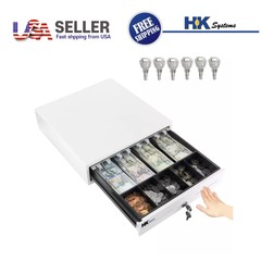 13&Prime; Heavy Duty Compact White Manual Push-Open Cash Drawer with 4Bill/5Coin Till