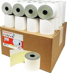 (32 Rolls) 2 Ply Carbonless Rolls 3&Prime; X 95 Feet White/Yellow Receipt Paper POS