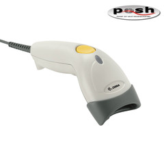 NEW Zebra LS1203 1D Laser Barcode Scanner USB Kit w/ Stand White