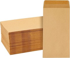 100 Pack Brown #7 Small Money Envelopes for Cash, 3.5 X 6.5 Inch Budgeting, Bank