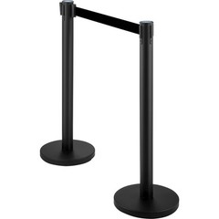 VEVOR 6PCS Black Belt Stanchion Queue Posts Stand Rope Retractable Crowd Barrier