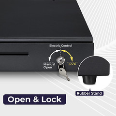 Cash Register Drawer 16&Prime; POS System Bill Coin Slot Money Box RJ11/RJ12 Key Lock