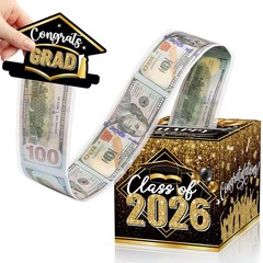 Graduation Money Box for Cash Gift Pull, Black Gold Money Pull Box Gift 2026 …