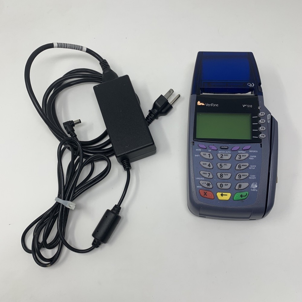 VeriFone Omni 5100/VX510 Credit Card Reader Machine w/ Power Supply & AC Cable