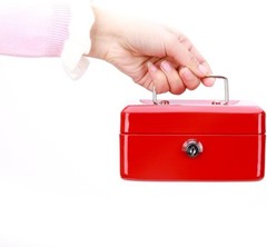 Cash Box with Money Tray, Small Money Box with Key Lock, 6&Prime; x 4 4/5&Prime; x 3&Prime;, Red