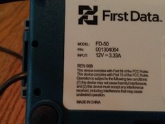 First Data FD50 Credit Card Terminal with Power Cords and Remote Pin Pad