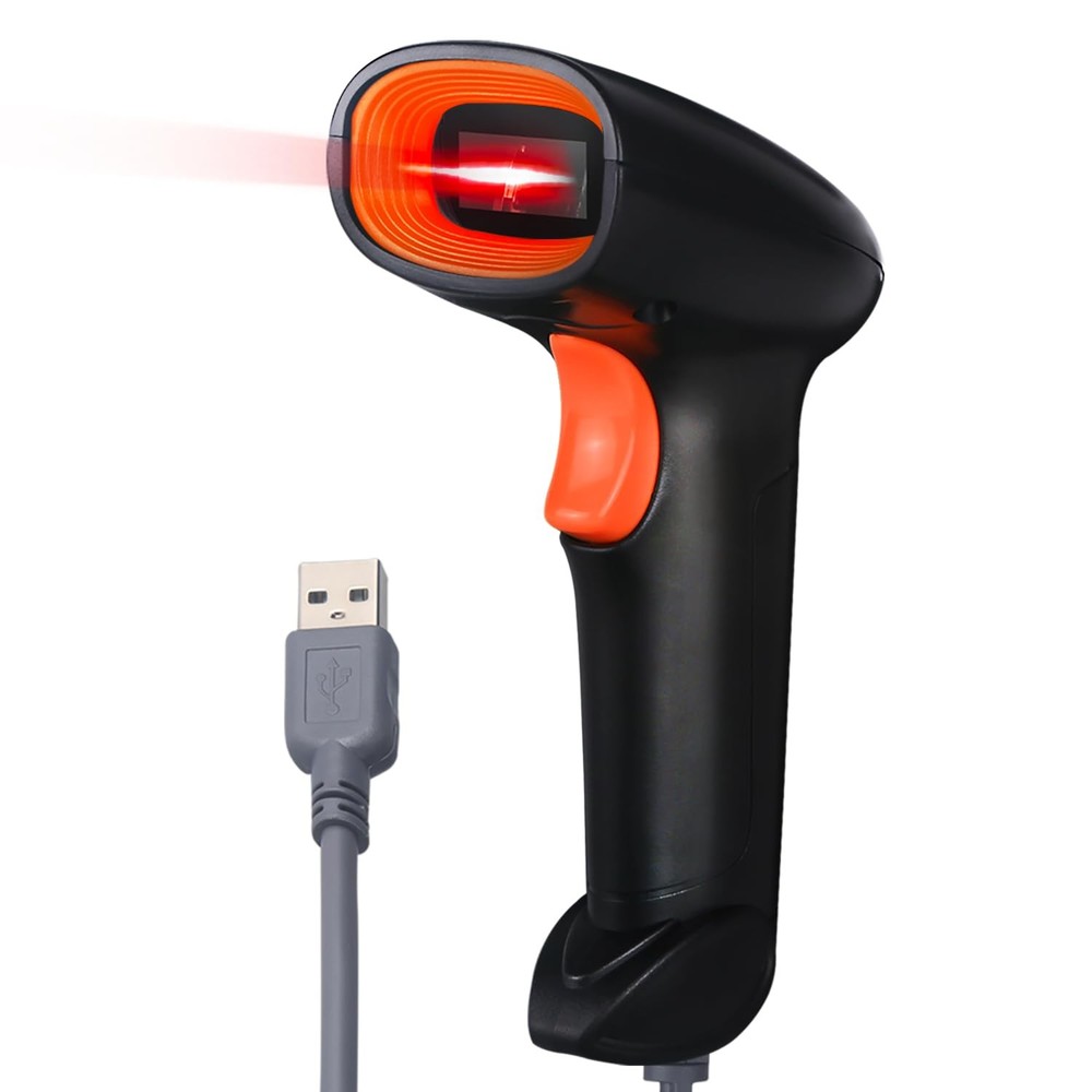 Handheld USB Barcode Scanner Wired Automatic 1D Bar Code Reader for Black