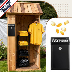 Wall-Mounted Metal Donation Box with Lock for Cash Deposit – Black