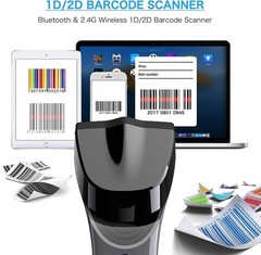 Bluetooth Wireless 2D Barcode Scanner, Hands Free QR Barcode Reader-DS7500 Gray