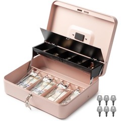 Large Cash Box with Key Lock – Portable Metal Money Safe Organizer, Durable for
