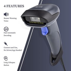 NETUM 2D Barcode Scanner with Stand USB 2.0 Wired QR Code Imager Automatic Barco