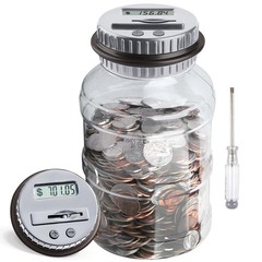 Digital Coin Counting Bank Large 1.8L ABS Plastic LCD Money Jar for US Coins