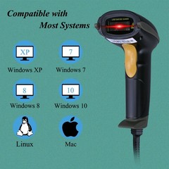 USB Laser Barcode Scanner – Wired Handheld Bar Code Reader – Fast & Accurate, Bl
