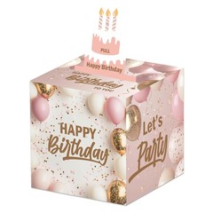 Simple Pink Birthday Money Box for Cash Pull Happy Birthday Boxes Gifts for M…