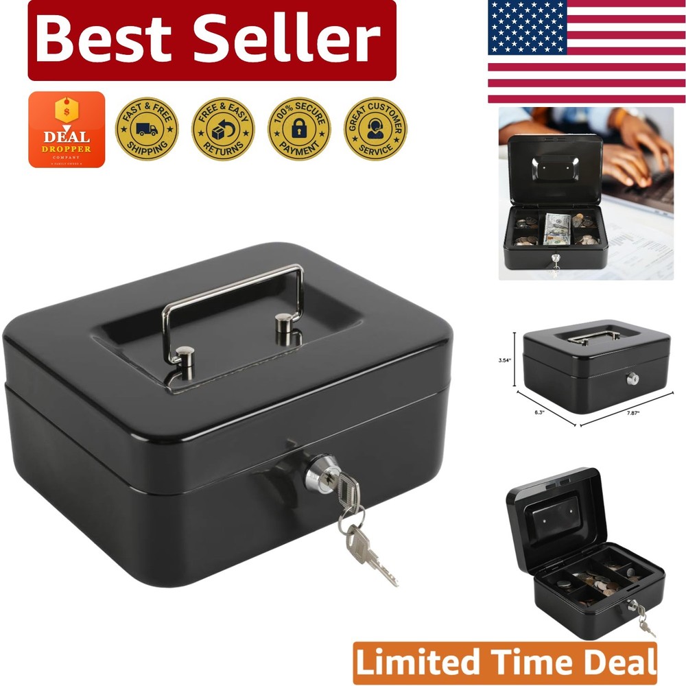 Durable Medium Cash Box with Key Lock and Removable Tray – Perfect for Home Use
