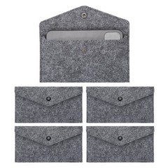 5Pcs Felt Money Bag, Felt Cellphone Sleeve Case Pouch Cash Bag, Medium Gray